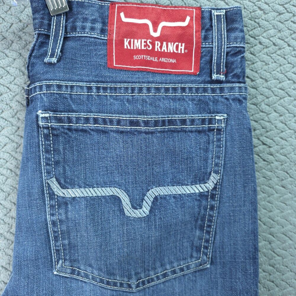 Kimes Ranch Thomas Mens Jeans 32x36 Straight Leg Blue Denim Cowboy Western Rodeo